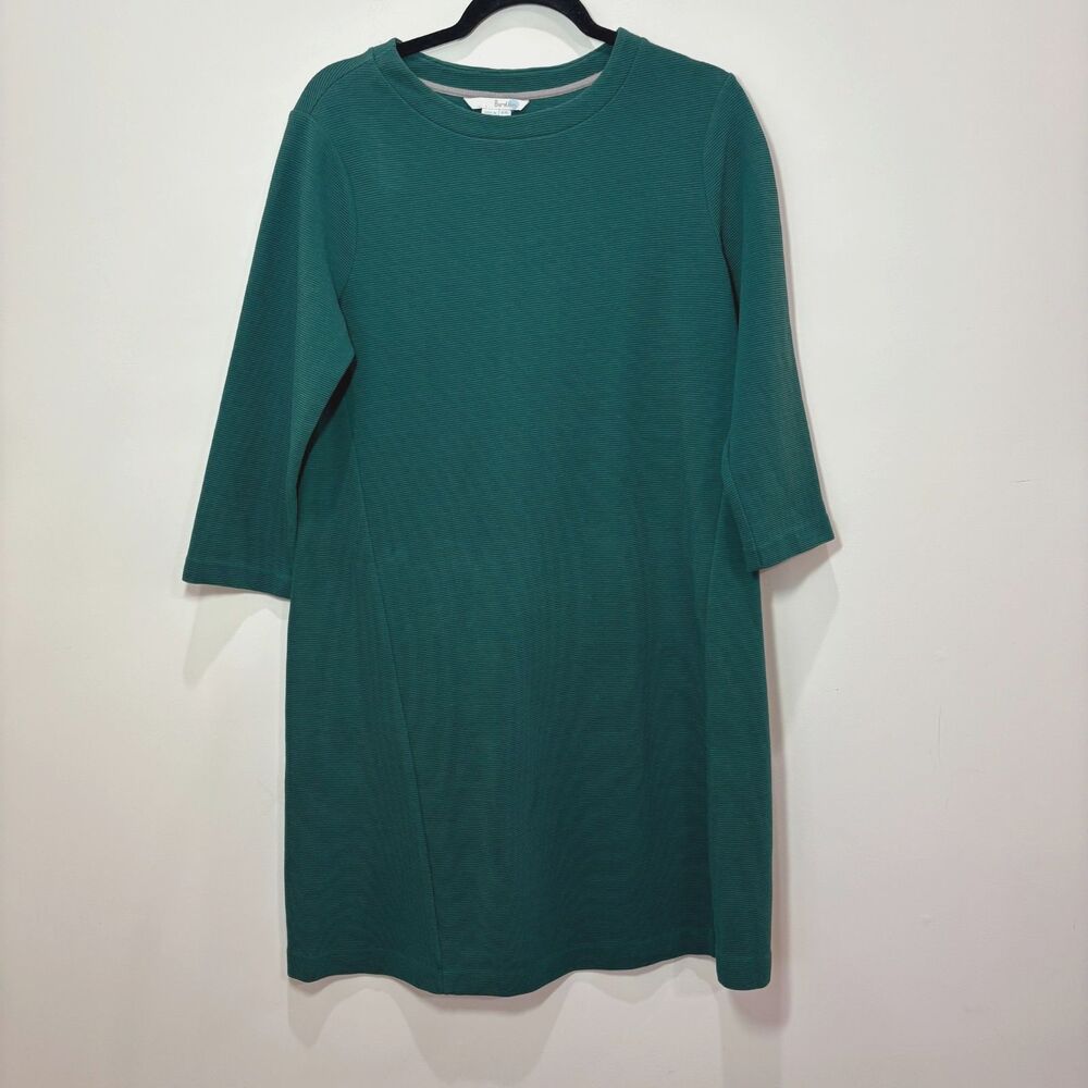 Boden Ottoman Dress 10L Pine Green Shift Ribbed Knit Emerald Holiday Career